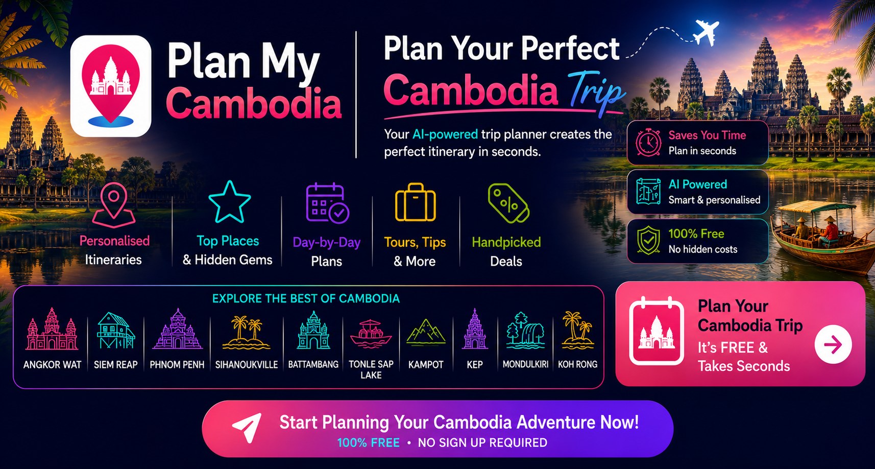 Plan My Cambodia - AI trip planner, plan your perfect Cambodia trip in seconds